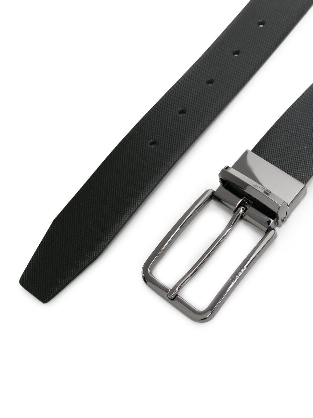 HUGO BOSS Engraved-buckle Leather Belt In Black Product Image