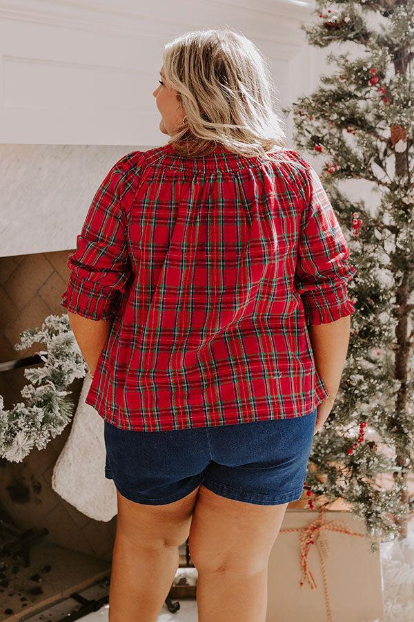 Holiday Harmony Smocked Plaid Top Curves Product Image