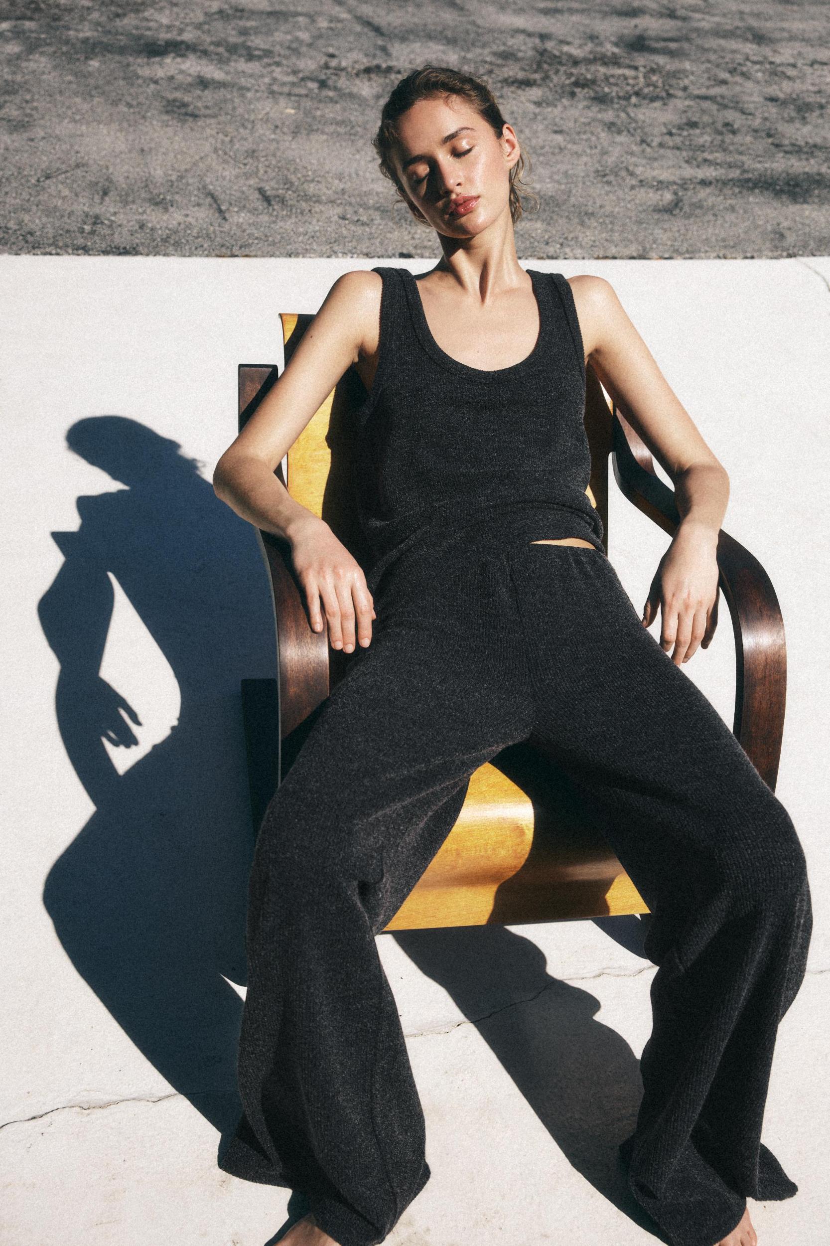 RIBBED WIDE LEG PANTS Product Image