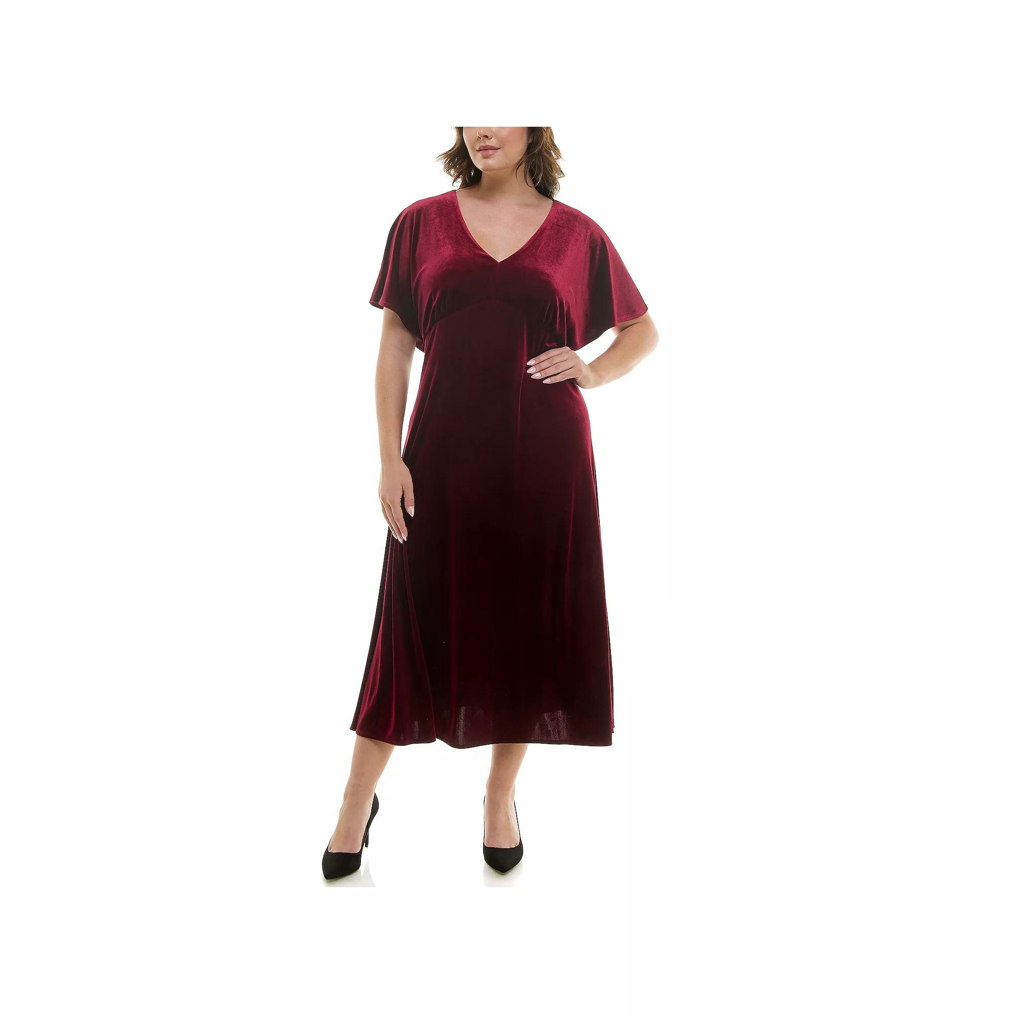 Plus Size Taylor Dolman Sleeve Stretch Velvet Dress, Women's, Size: 14 Regular, Red Product Image