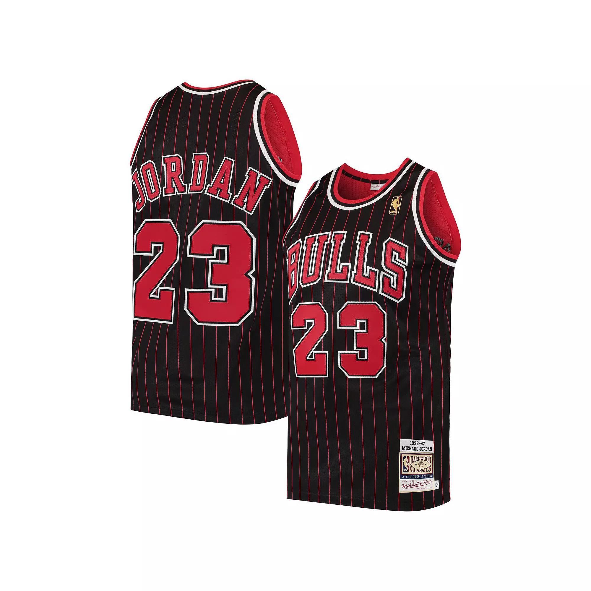 Men's Mitchell & Ness Michael Jordan Black Chicago Bulls 1996 Hardwood Classics Authentic Jersey, Size: 36 Product Image