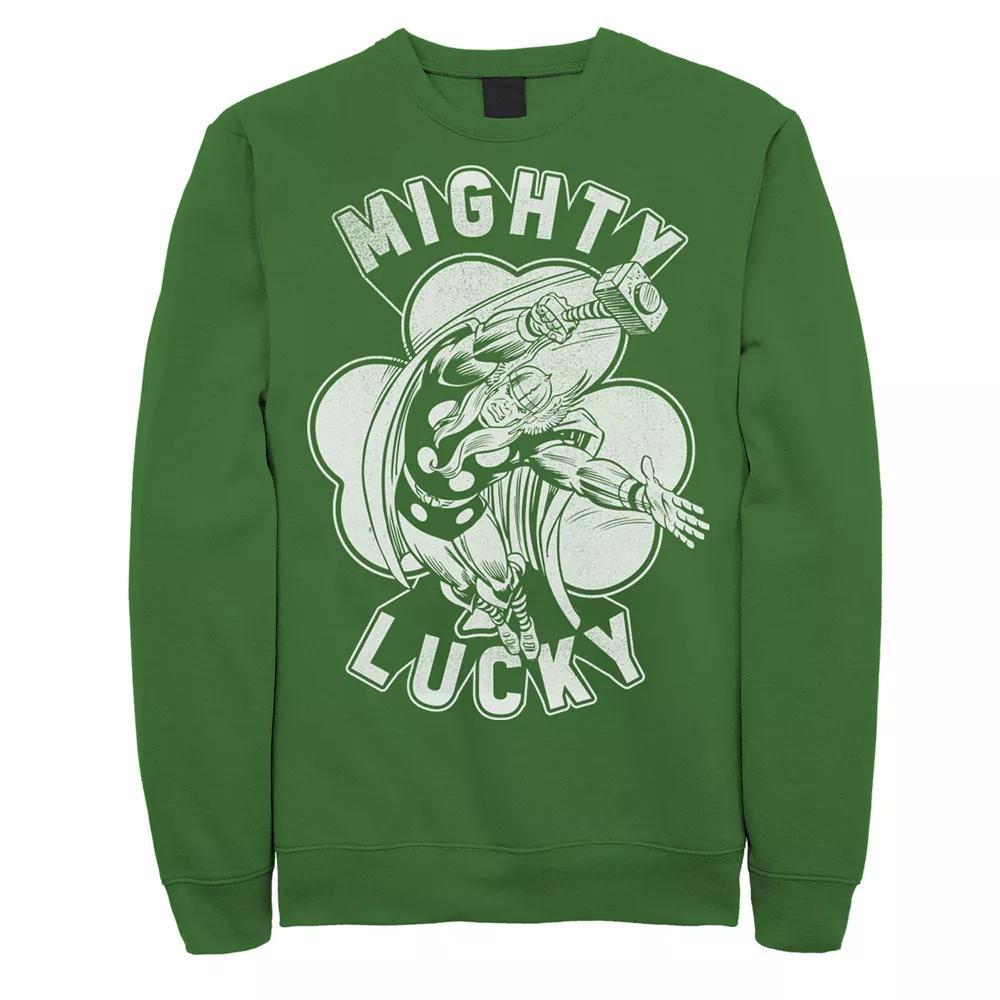 Men's Marvel St. Patty's Mighty Lucky Thor Graphic Fleece Pullover, Size: 3XL, Kelly Product Image