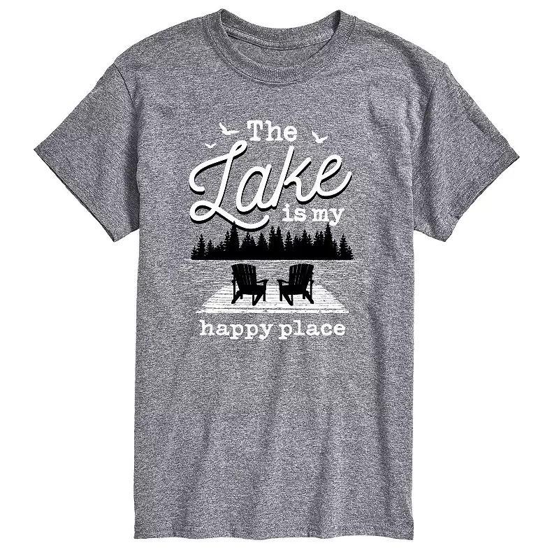 Men's The Lake Is My Happy Place Tee, Size: Small, Gray Product Image