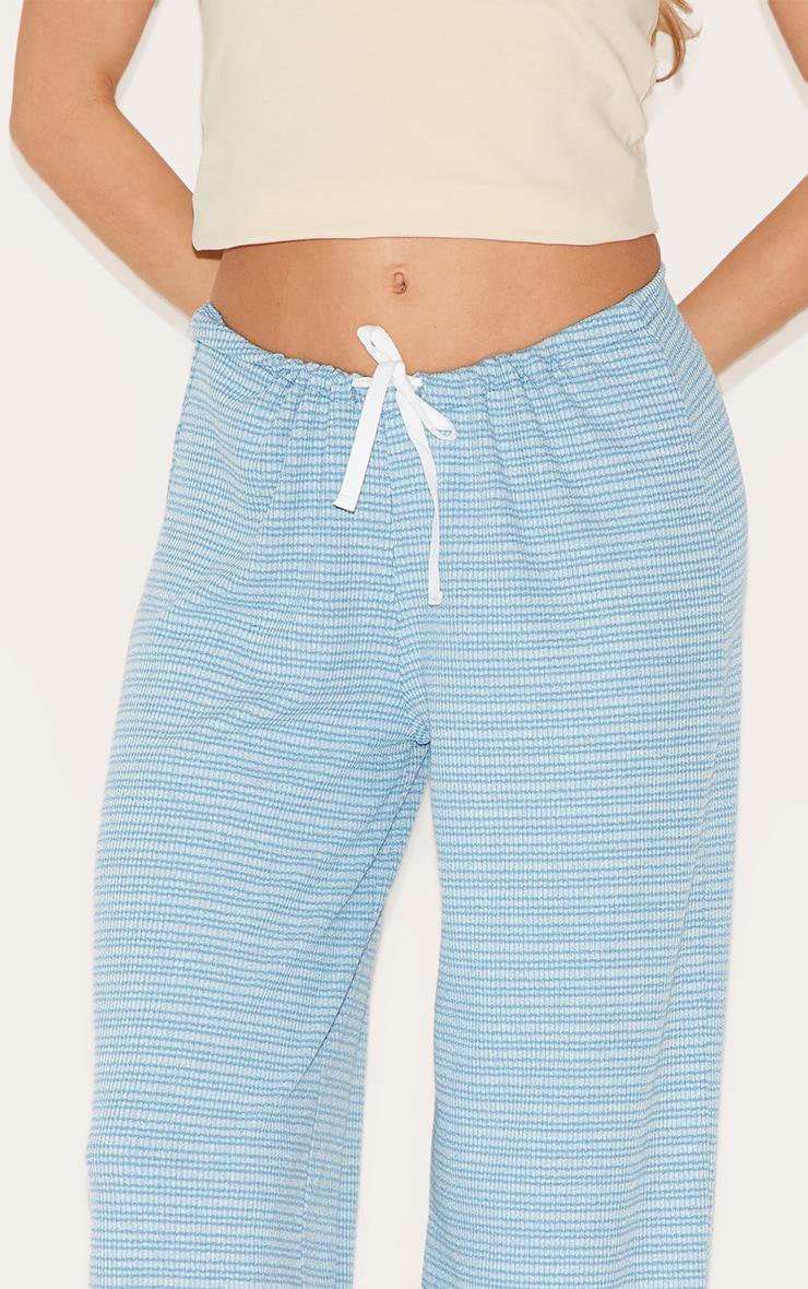 Blue Striped Contrast Drawstring Slouchy Pants Product Image