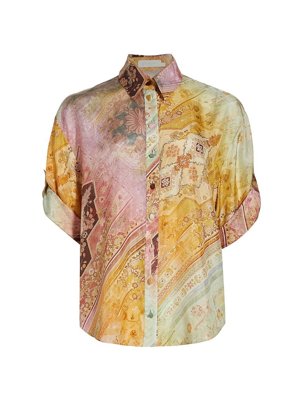 Womens Tallow Silk Printed Button-Down Shirt Product Image