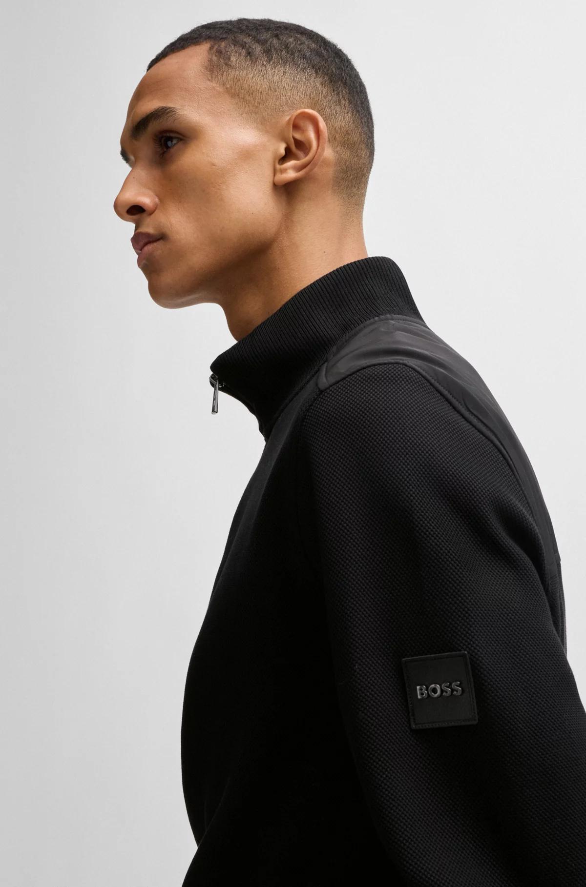 Boss Mercerized-Cotton Regular-Fit Sweatshirt with Logo Patch Product Image