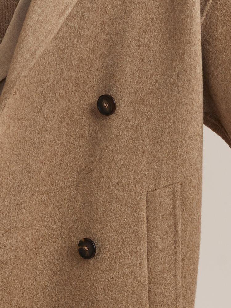 Pure Cashmere Double-Breasted Lapel Coat Product Image