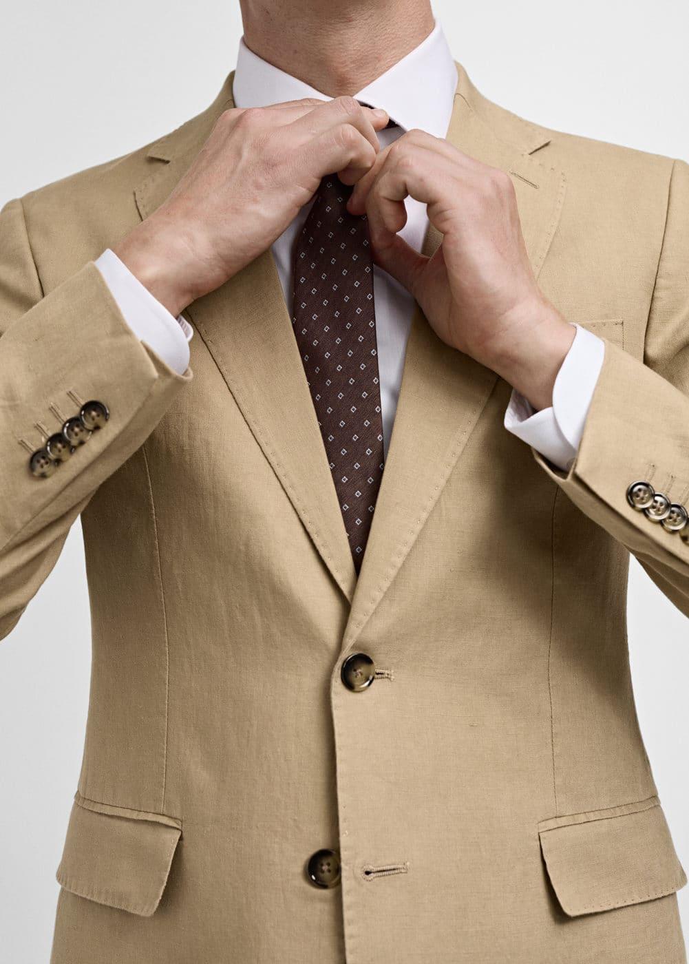 100% linen slim-fit suit jacket - Men | MANGO USA Product Image