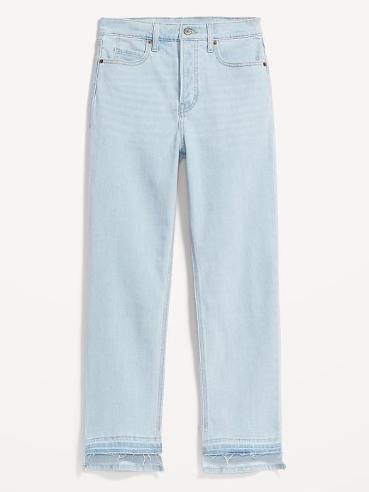 Extra High-Waisted Button-Fly Sky-Hi Straight Cut-Off Jeans Product Image