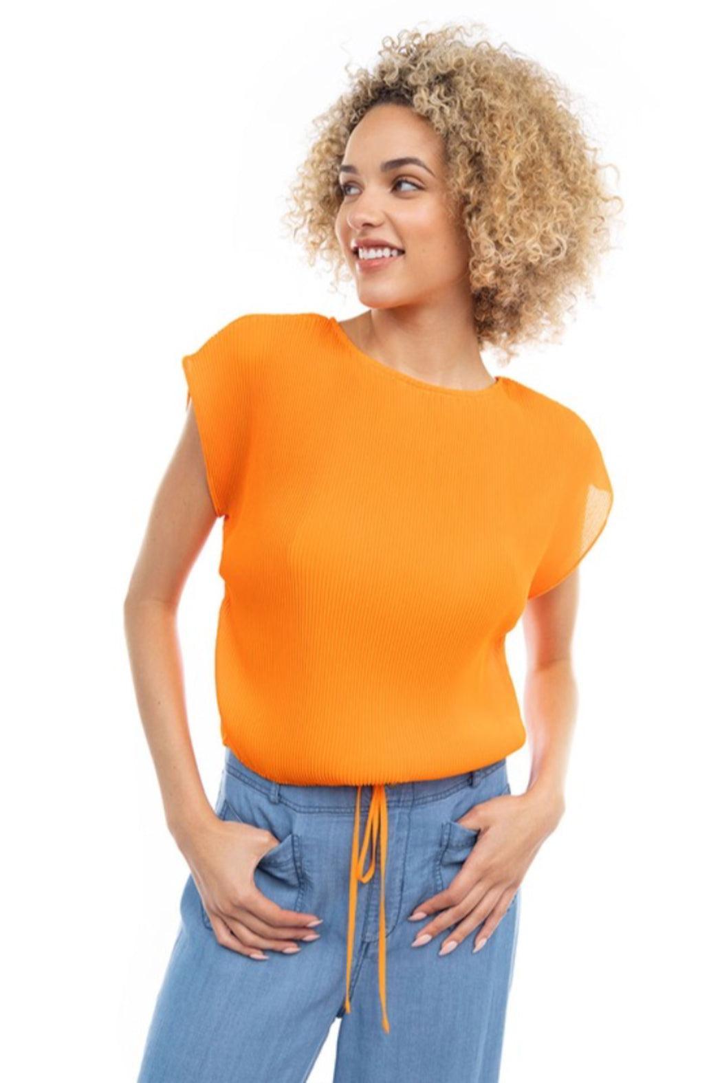 Elastic Waist Cap Sleeve Top Product Image