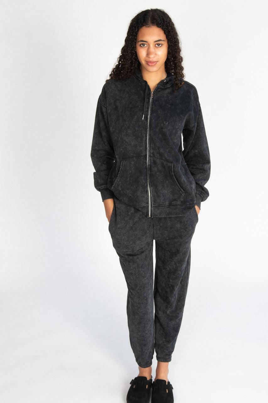 Stone Wash Oversized Zip Up Hoodie Product Image