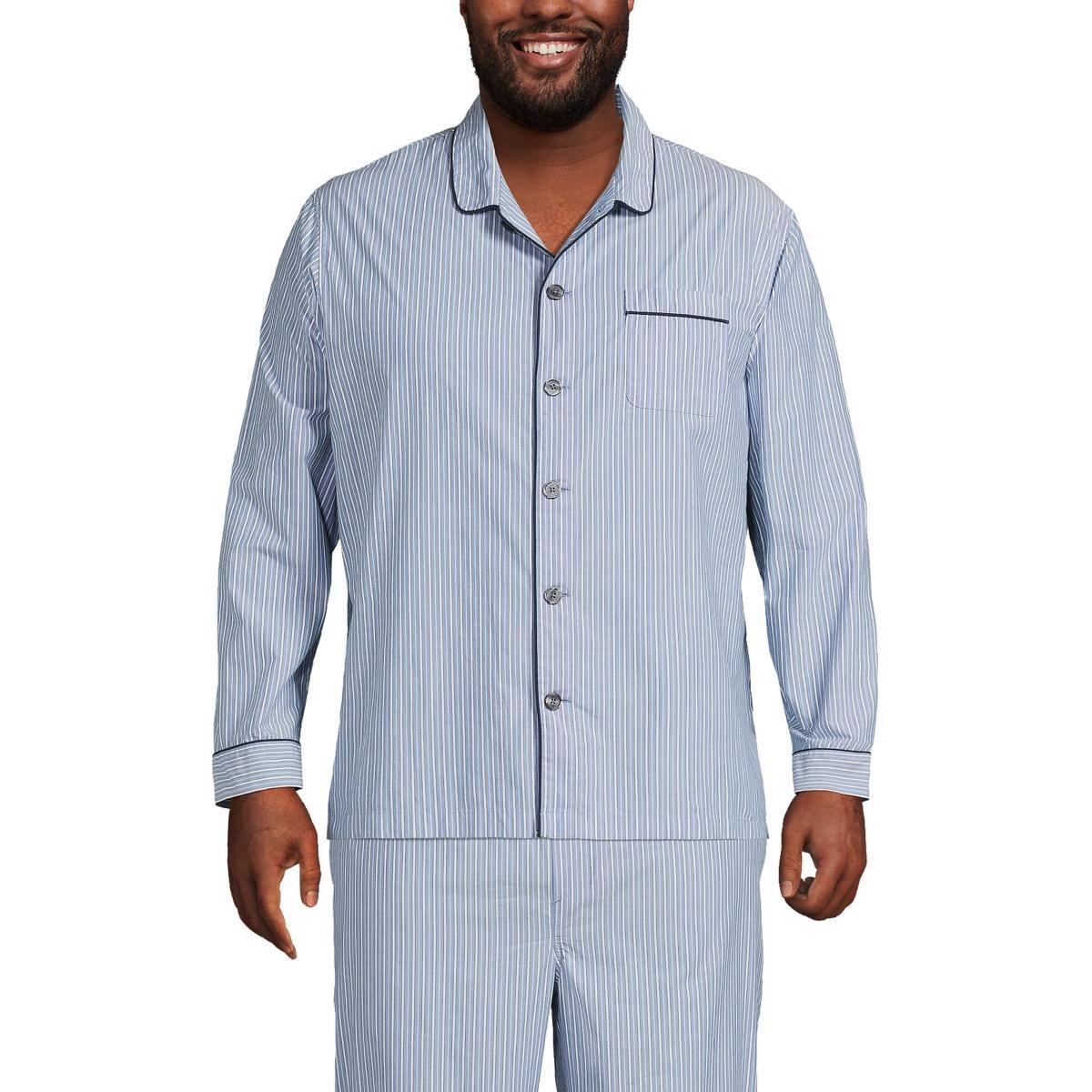 Big & Tall Lands End Broadcloth Pajama Sleep Shirt, Mens Radiant Blue Product Image