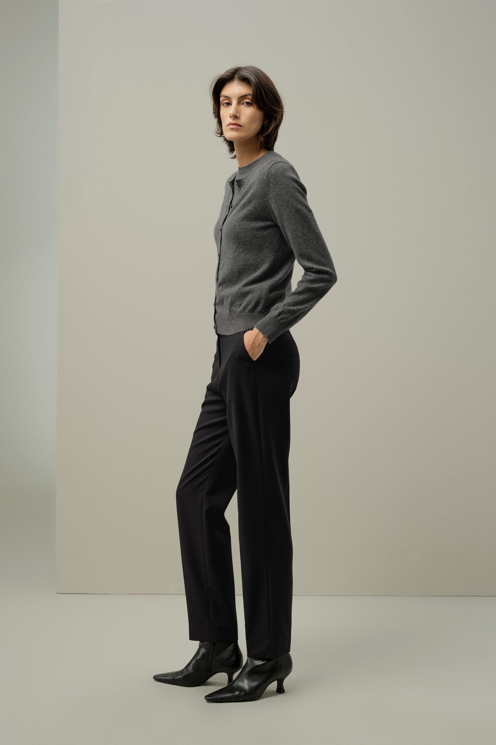 LILYSILK Women's Cashmere Cardigan | Fitted Crew Neck | 100% Cashmere | Soft & Breathable | Medium Gray | M Product Image