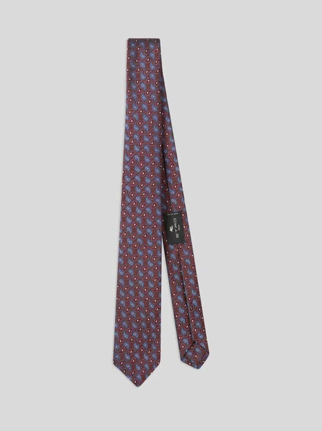 ETRO Paisley-jacquard Silk Tie In Burgundy Product Image