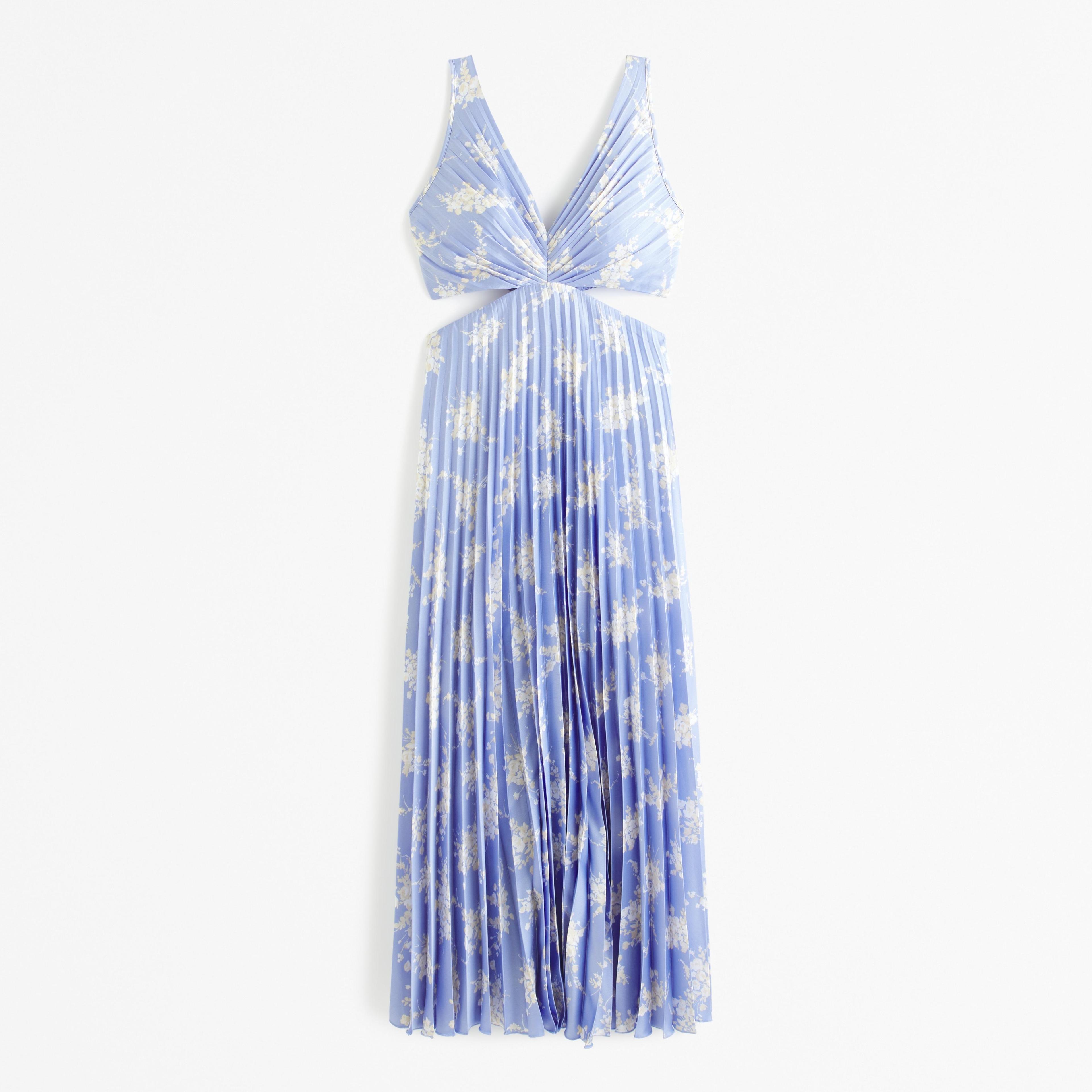 The A&F Giselle Pleated Cutout Maxi Dress Product Image