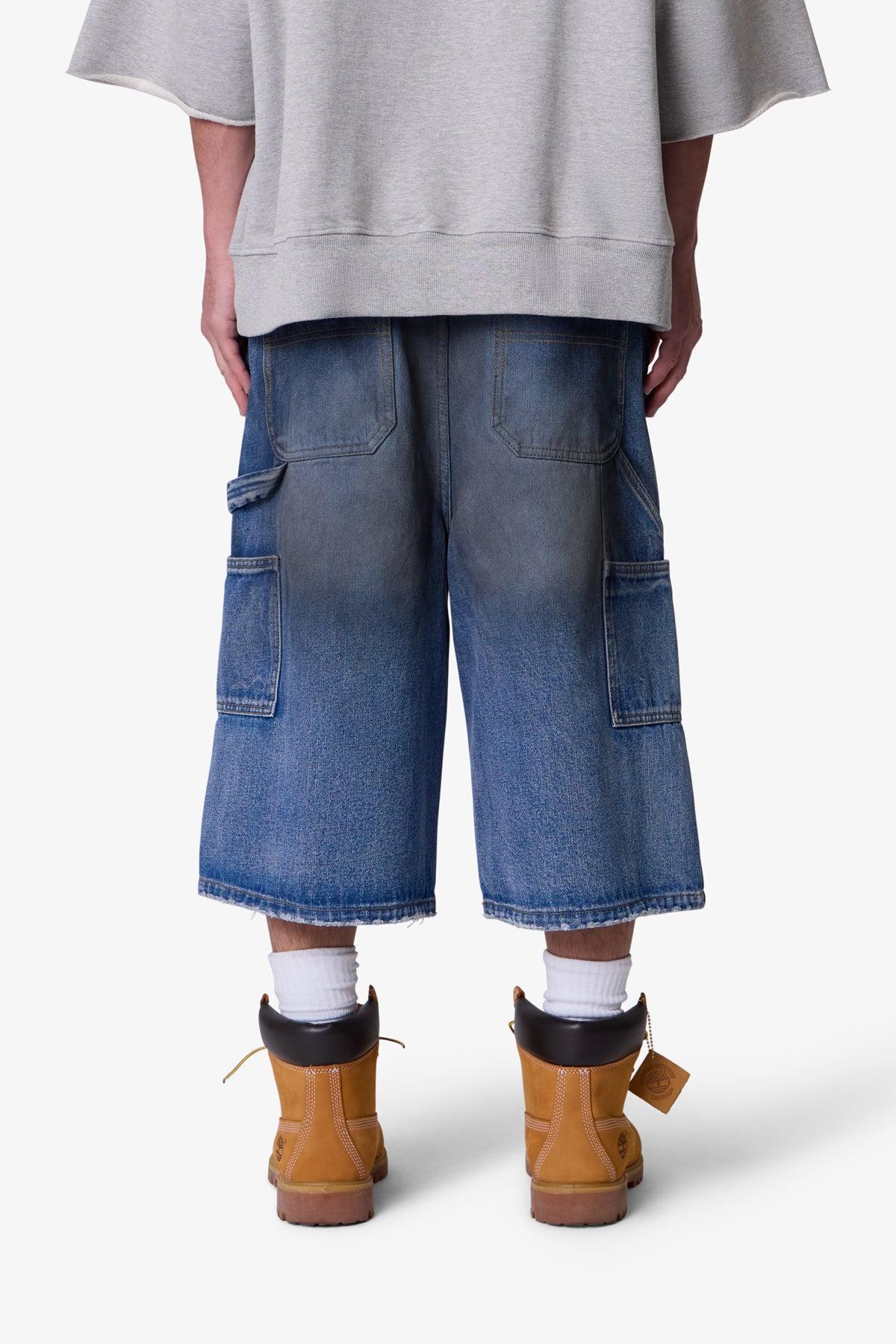 Ultra Baggy Carpenter Shorts - Washed Blue Product Image