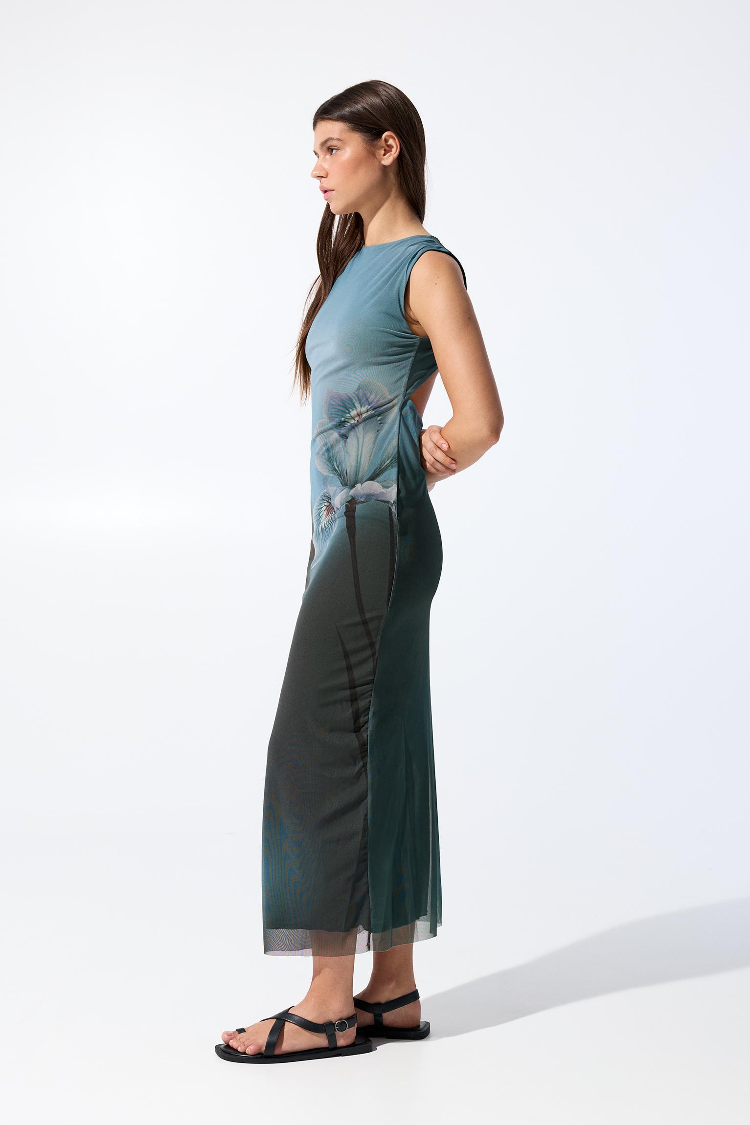 Floral tulle midi dress Product Image