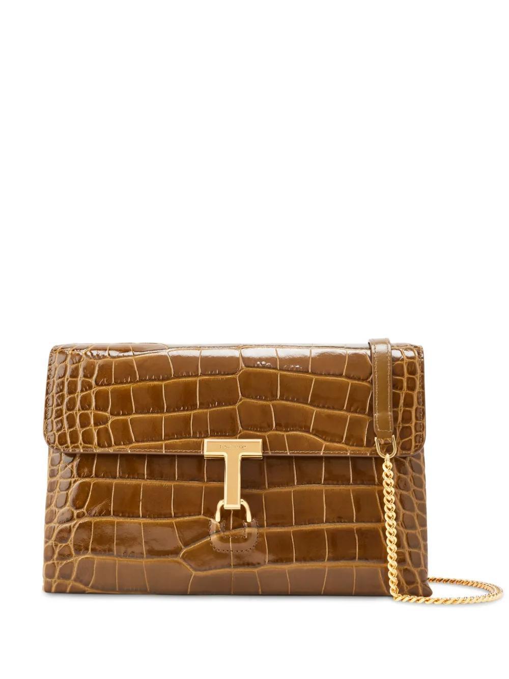 TOM FORD Tara Crocodile-effect Shoulder Bag In Brown Product Image