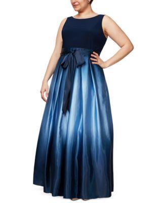 Sl Fashions Plus Size Ombre A-Line Gown - Black Product Image