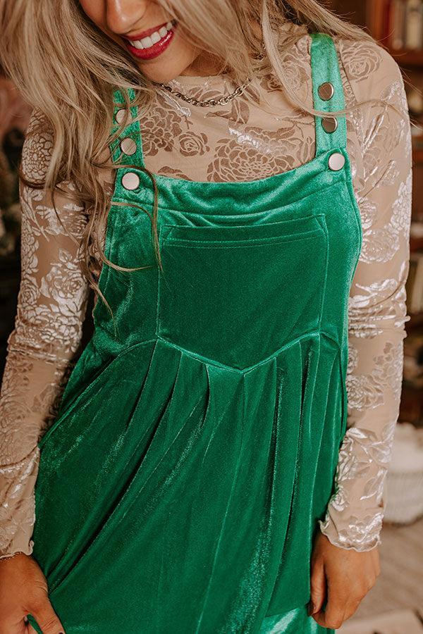 Evergreen State Of Mind Velvet Jumpsuit In Green Product Image