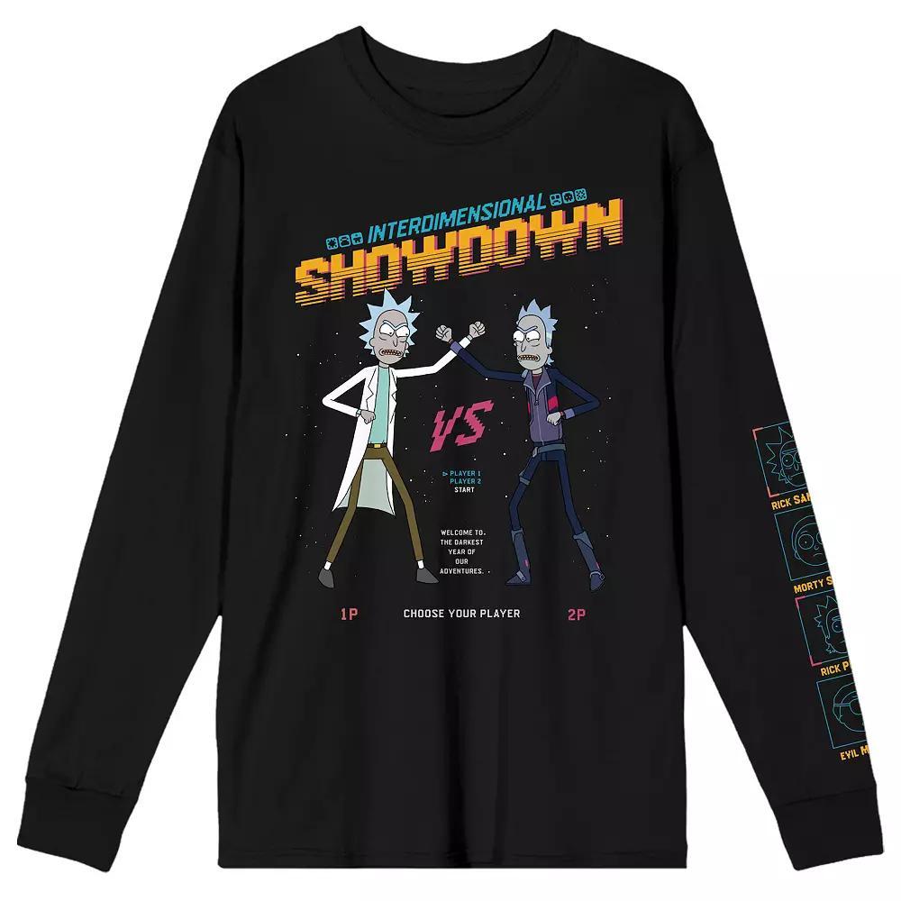 Men's Rick & Morty Interdimensional Showdown Long Sleeve Graphic Tee, Size: XXL, Black Product Image