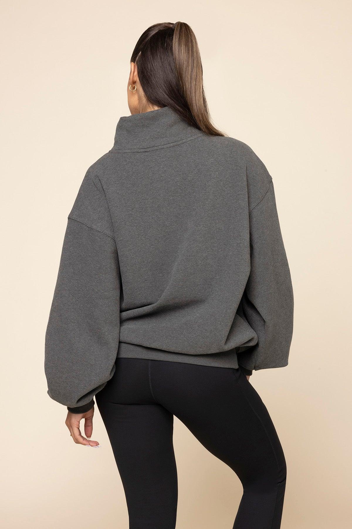 Ooey Gooey Mockneck Sweatshirt with Pockets - Charcoal Heather Product Image