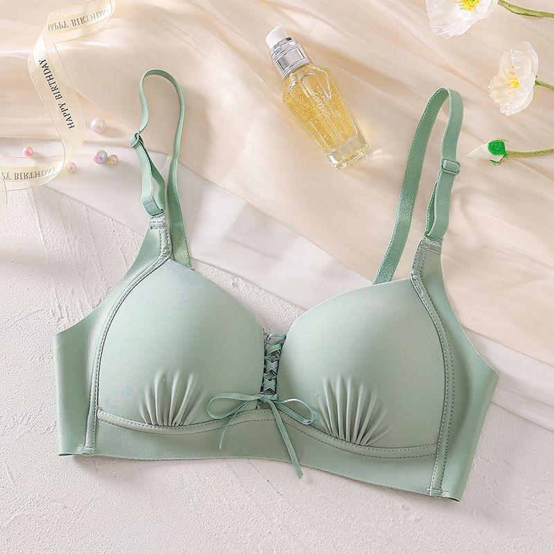 Ribbon Front Plain Bra Product Image