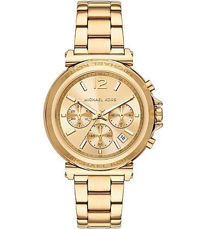 Michael Kors Womens Maren Chronograph Gold-Tone Stainless Steel Bracelet Watch Product Image