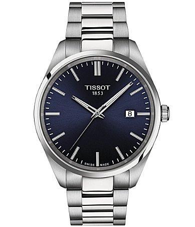 Tissot Mens Classic Collection Pr 100 Blue Dial Stainless Steel Bracelet Watch Product Image