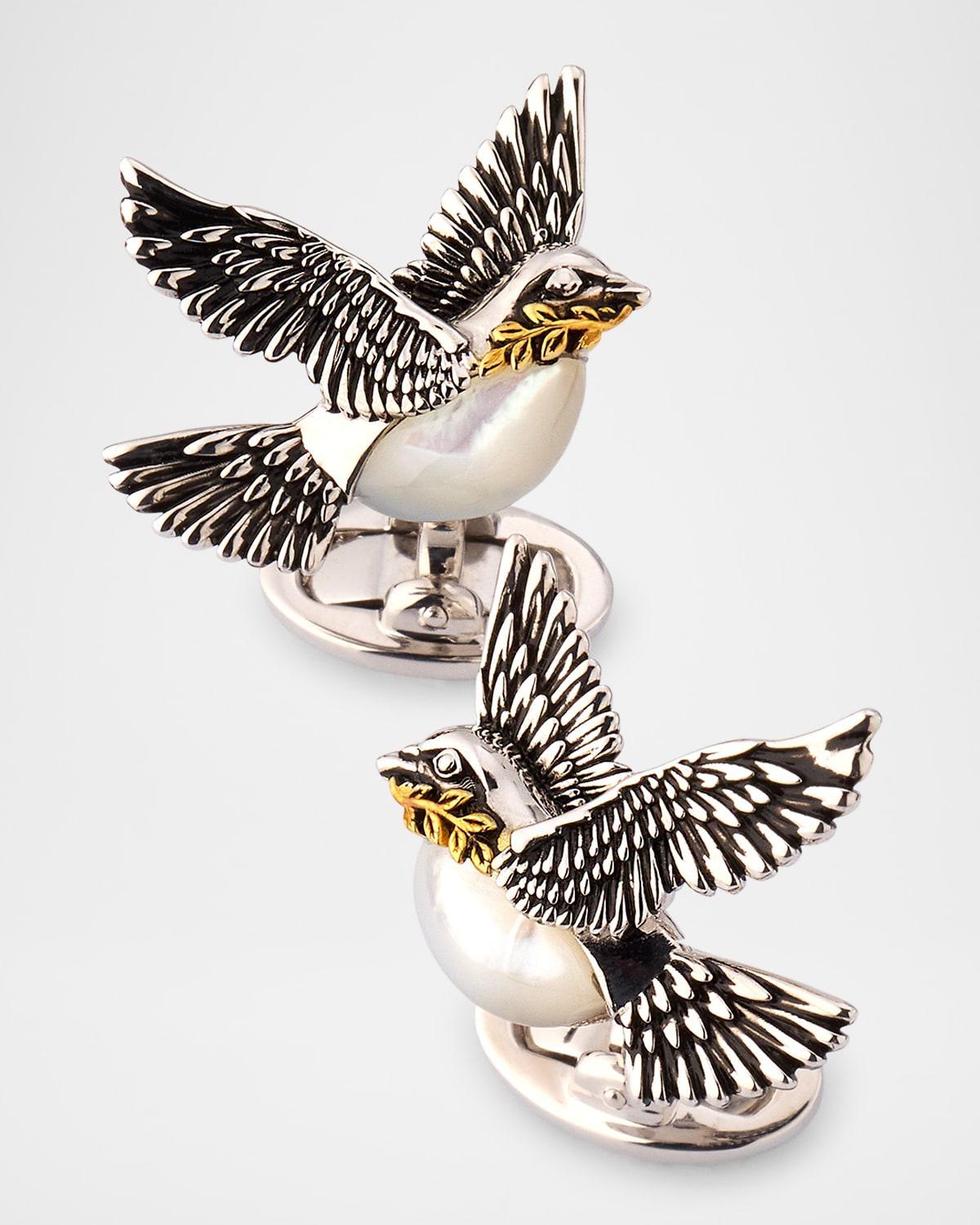 Mens Peace Dove Sterling Silver Cufflinks Product Image