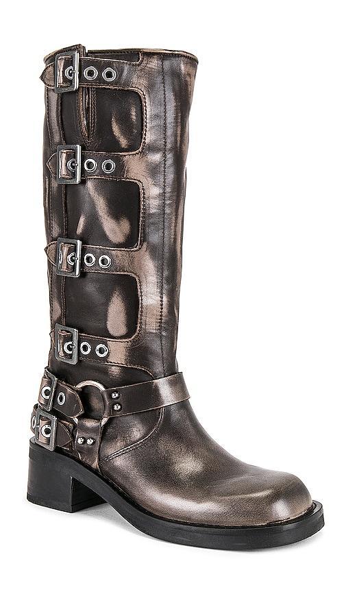 Steve Madden Brocks Distressed Leather Tall Moto Boots Product Image