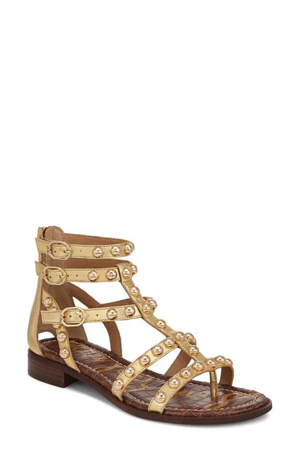 SAM EDELMAN Estella Studded Gladiator Sandal Gold Mine Leather Product Image