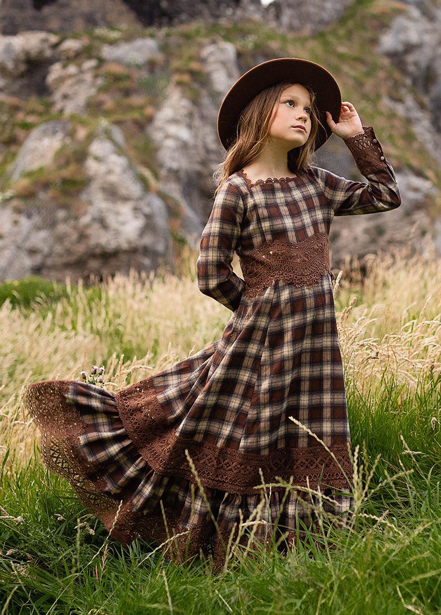 Rosi Dress in Cinnamon Tartan Girls Product Image