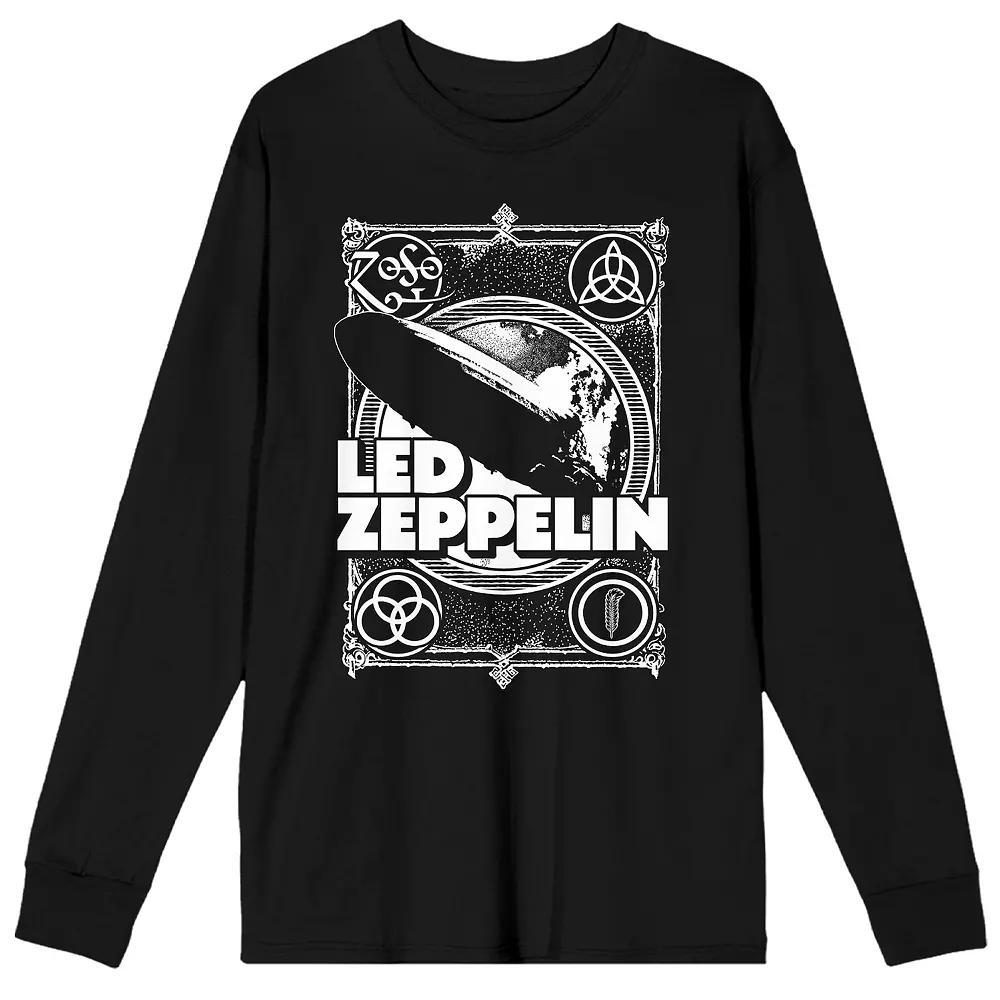 Men's Led Zeppelin Burning Blimp Logo Long Sleeve Graphic Tee, Size: Small, Black Product Image