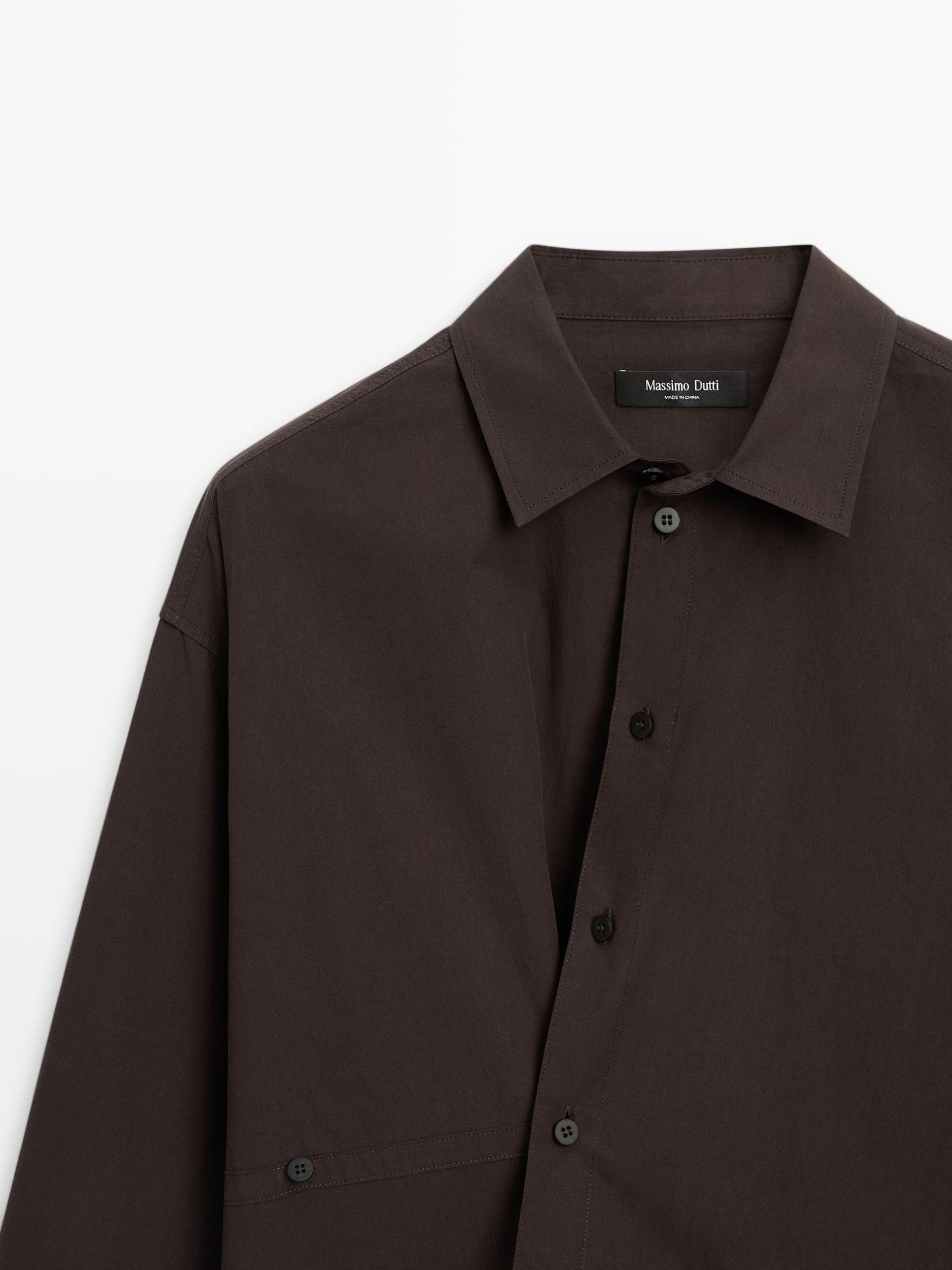 Asymmetric button-up poplin shirt Product Image