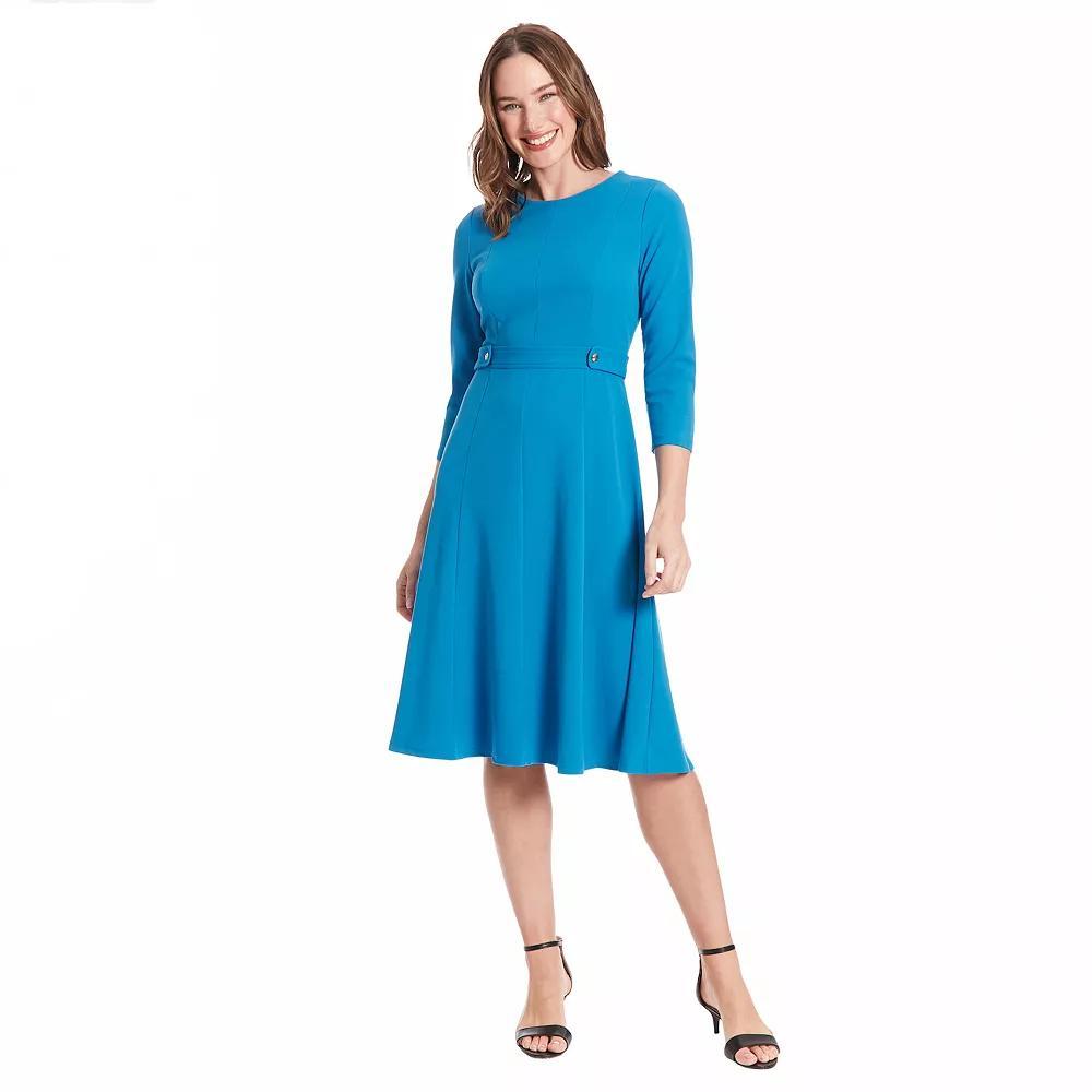 Women's London Times Side Tab Fit & Flare Dress, Size: 10, Blue Blue Product Image
