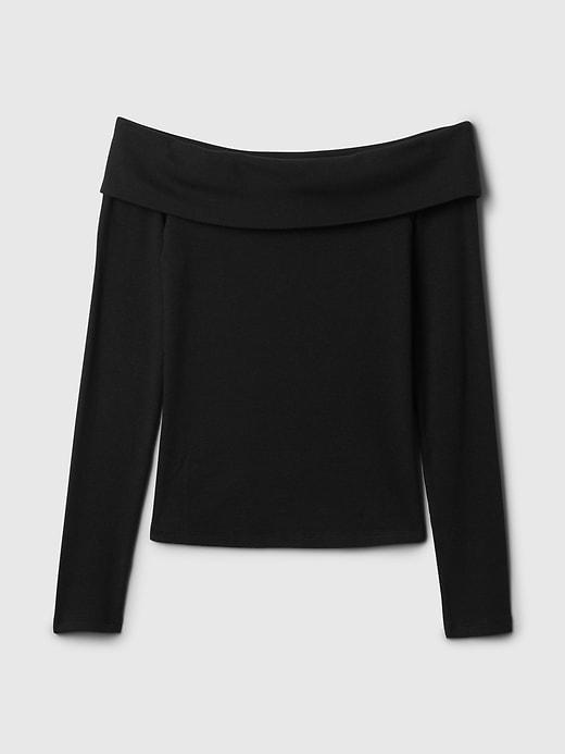 Modern Rib Off-Shoulder Cropped Top Product Image