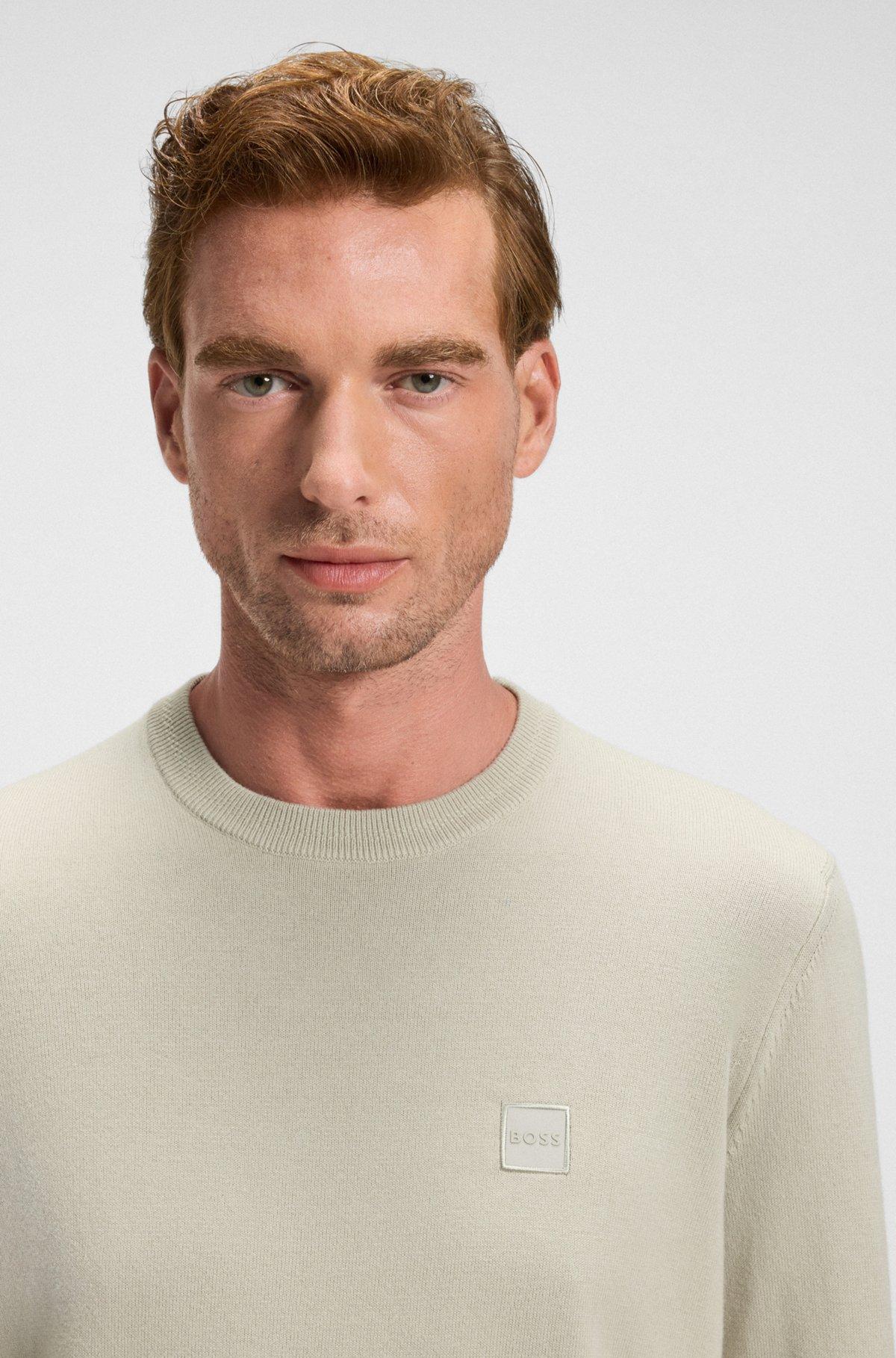 Cotton-cashmere regular-fit sweater with logo patch Product Image