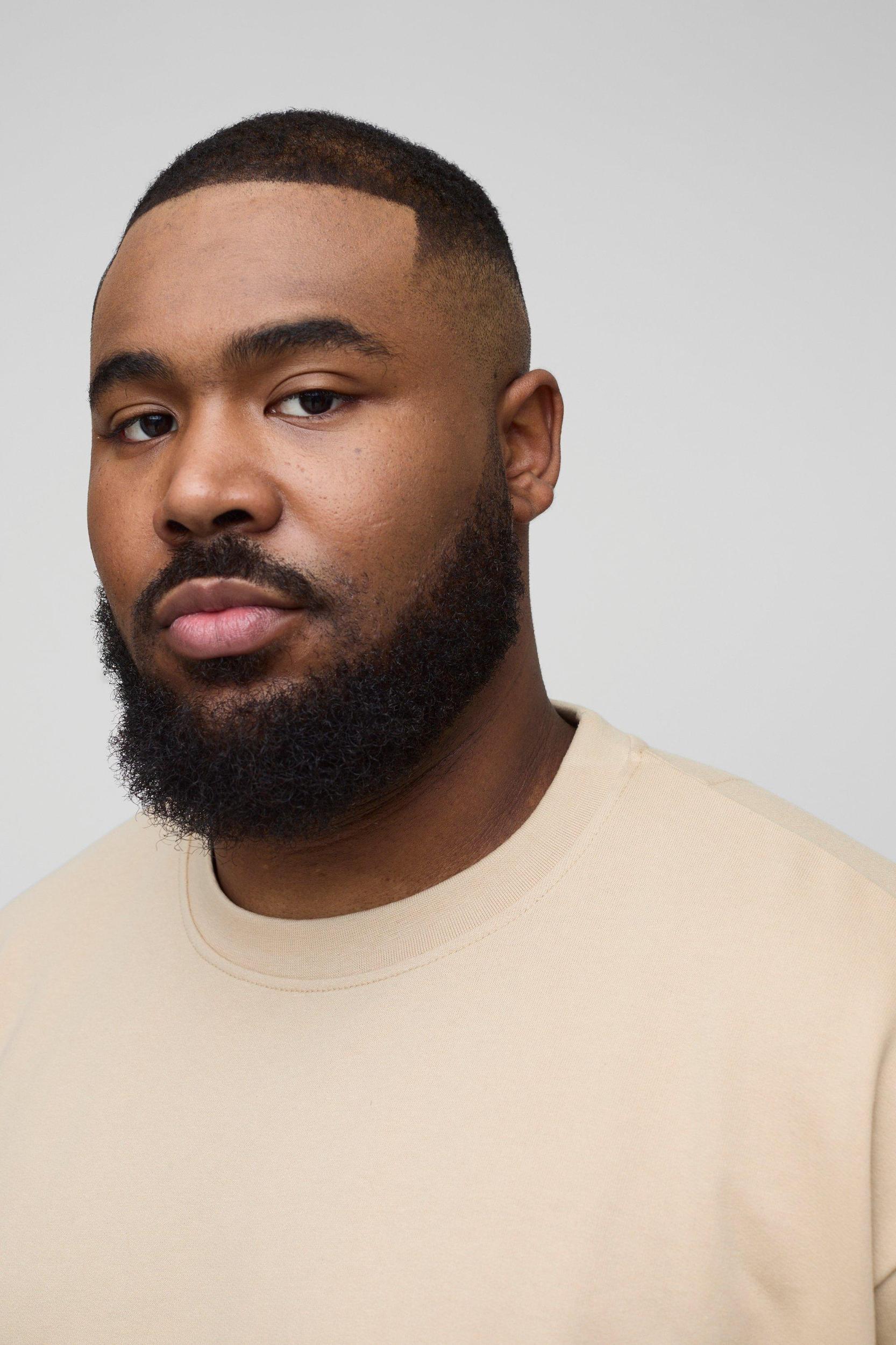 Plus 260GSM Loopback Oversized Fit Basic Sweat | boohooMAN USA Product Image