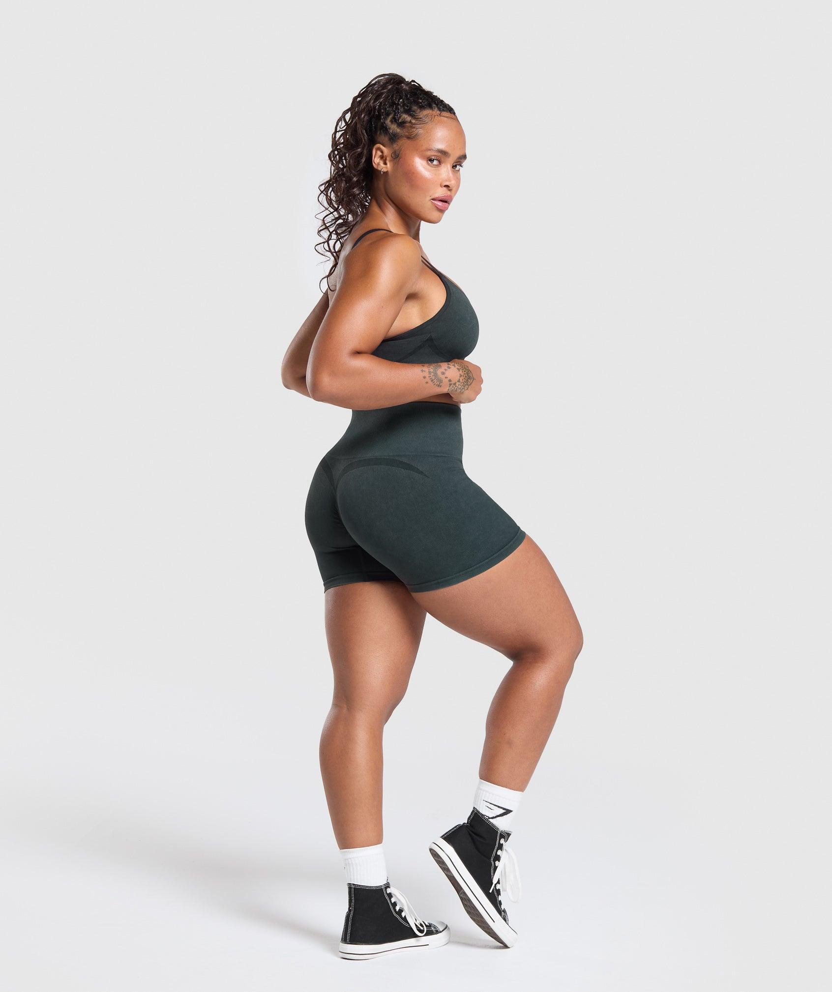 Gymshark Gains Seamless Washed Shorts - Black Female Product Image