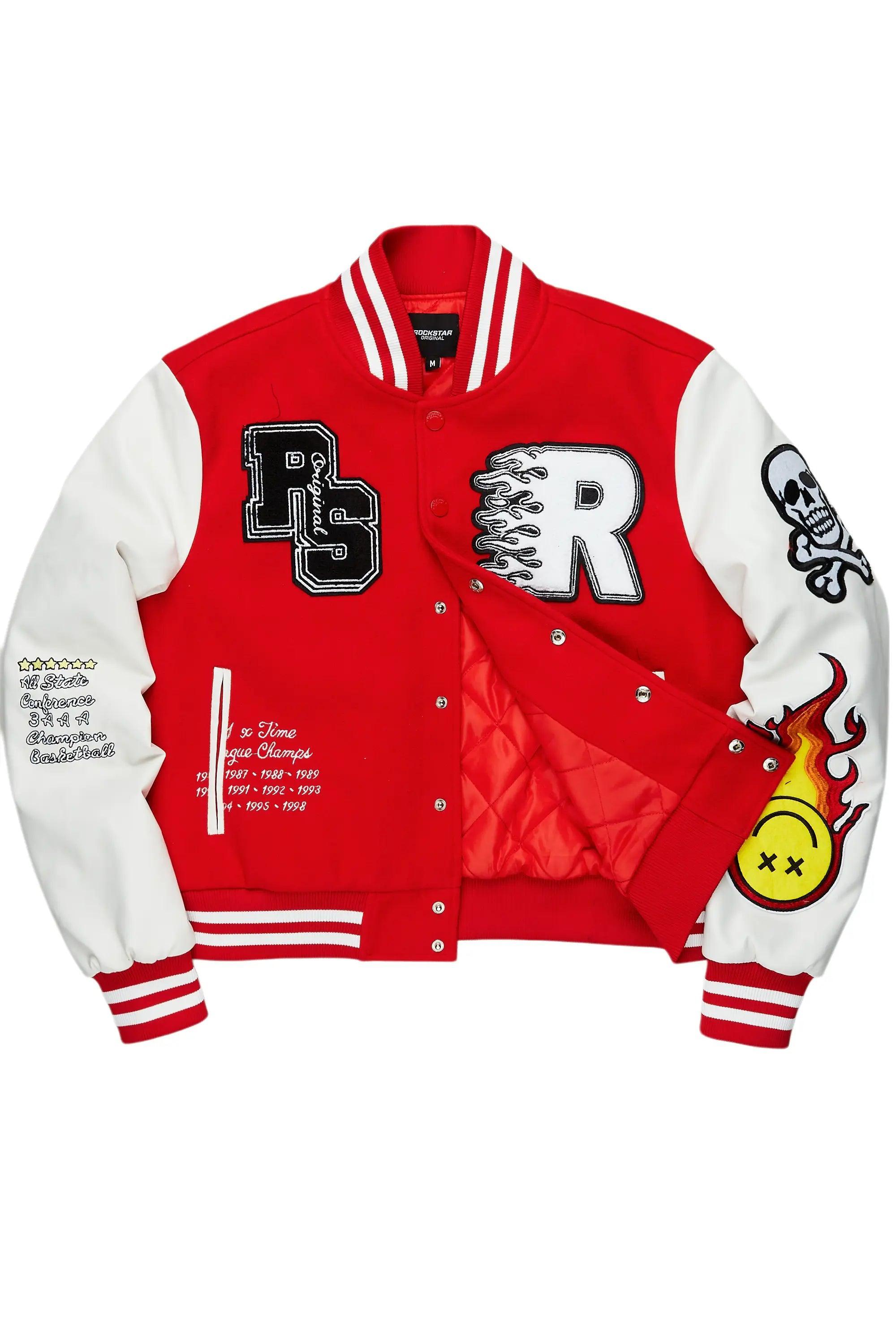 Aniya Red Oversized Varsity Jacket Female Product Image