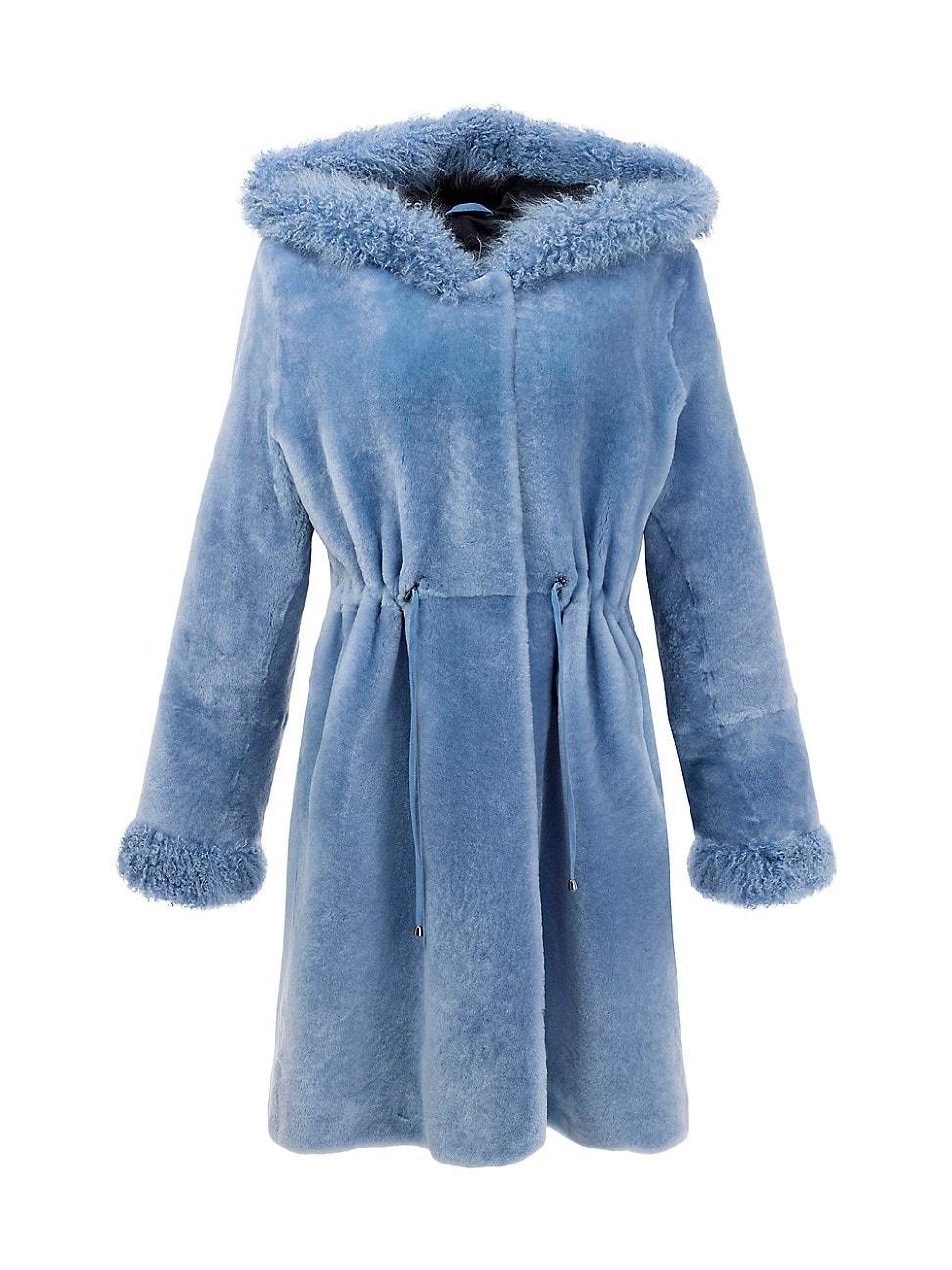 Womens Shearling Lamb Parka With Cashmere Goat Hood Trim & Cuffs Product Image