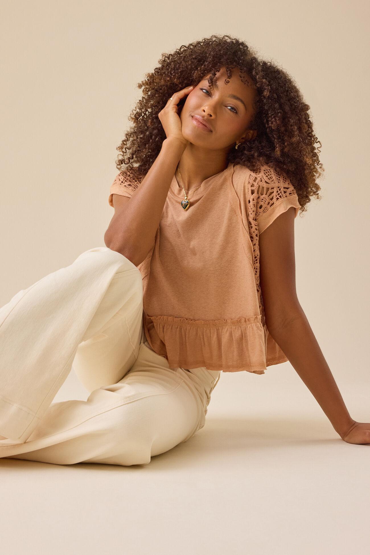 Micah Lace Peplum Top Product Image