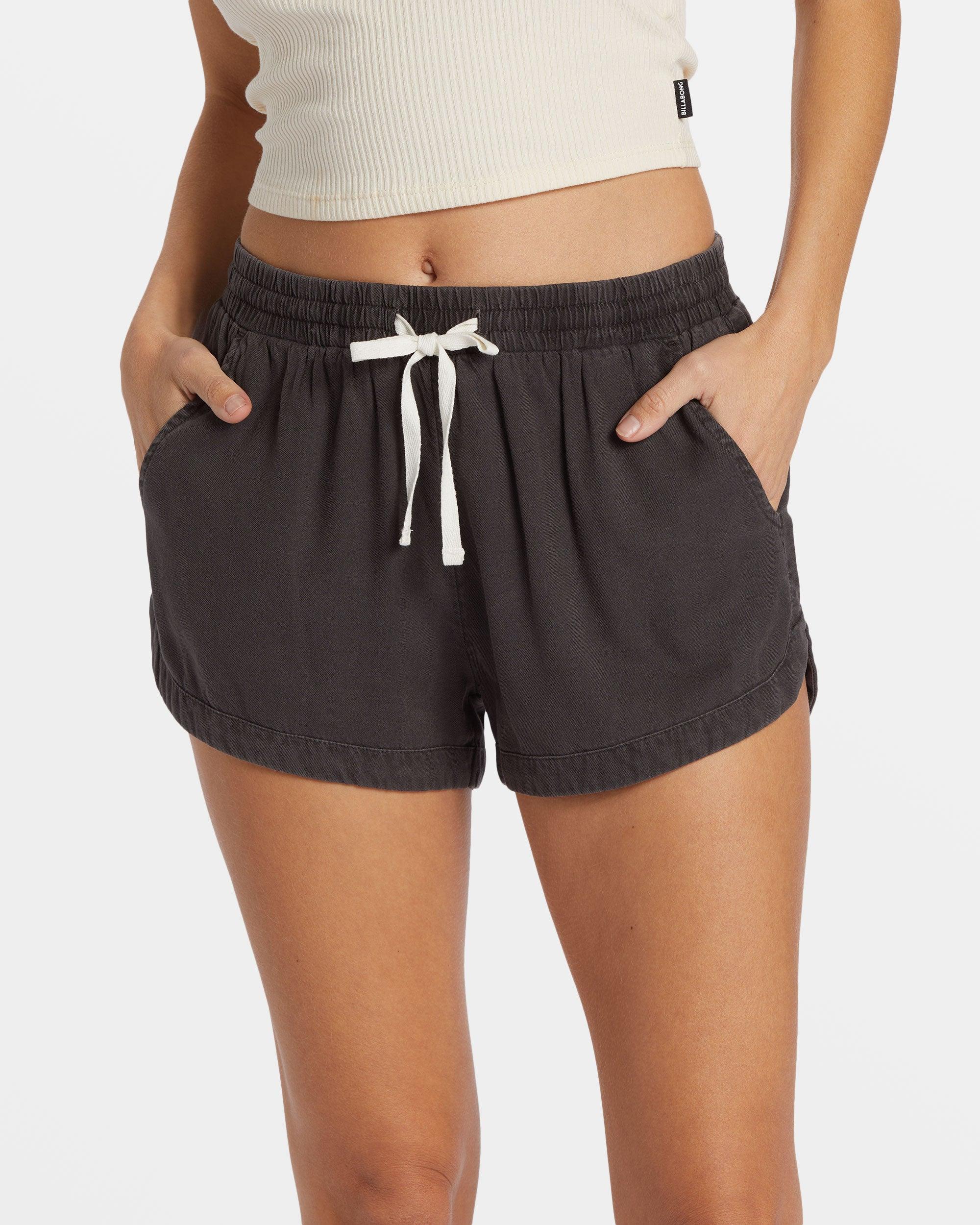 Road Trippin Elastic Waist Shorts - Off Black - Off Black Female Product Image