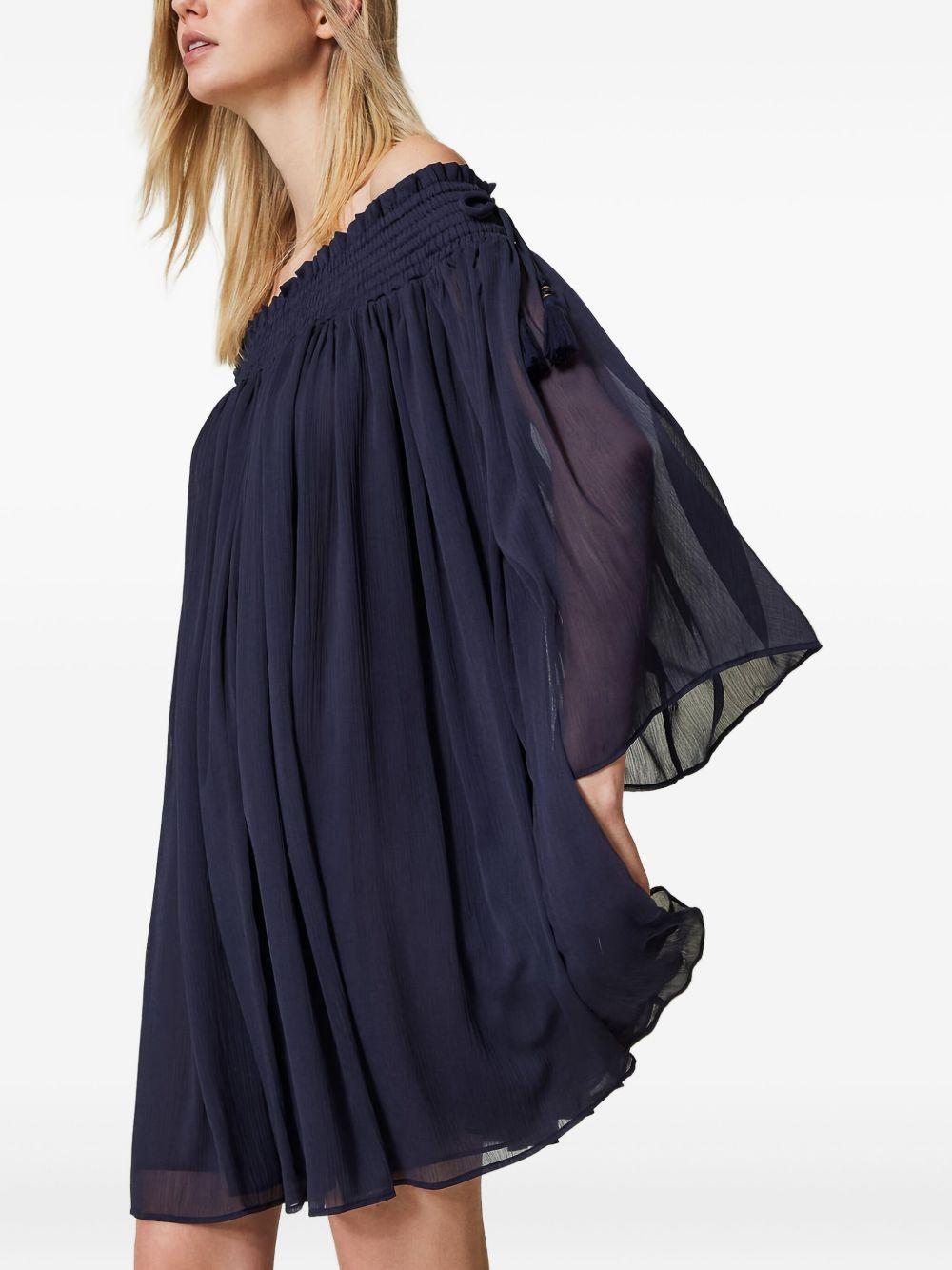 off-shoulder tassel mini dress Product Image