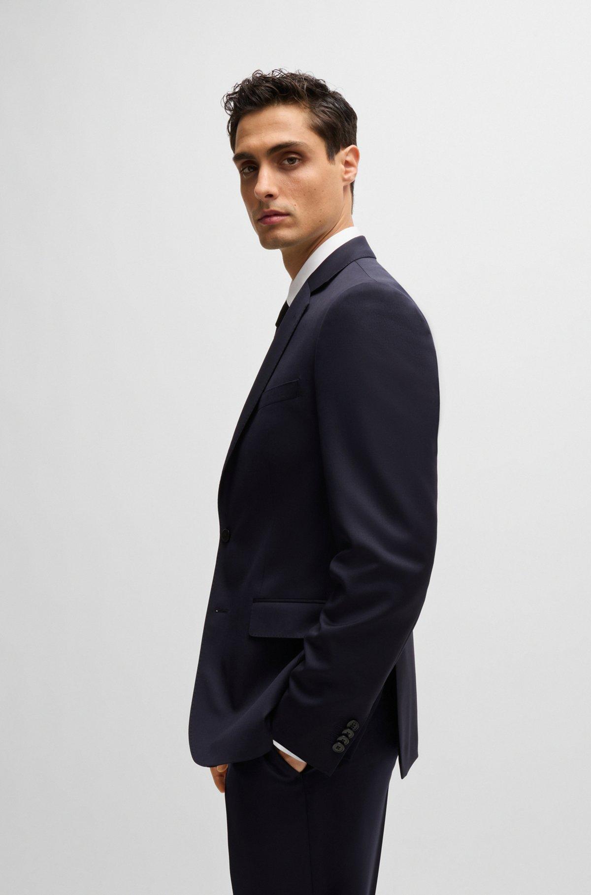 BOSS - Slim-fit suit jacket in virgin-wool serge - Dark Blue Product Image
