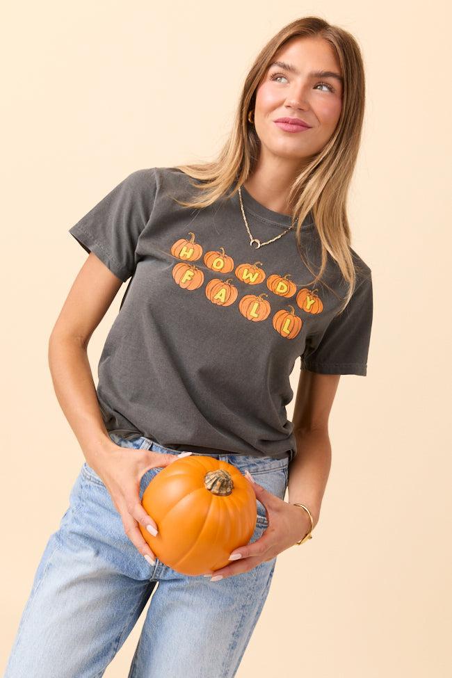 Howdy Fall Pumpkin Dark Grey Graphic Tee Product Image