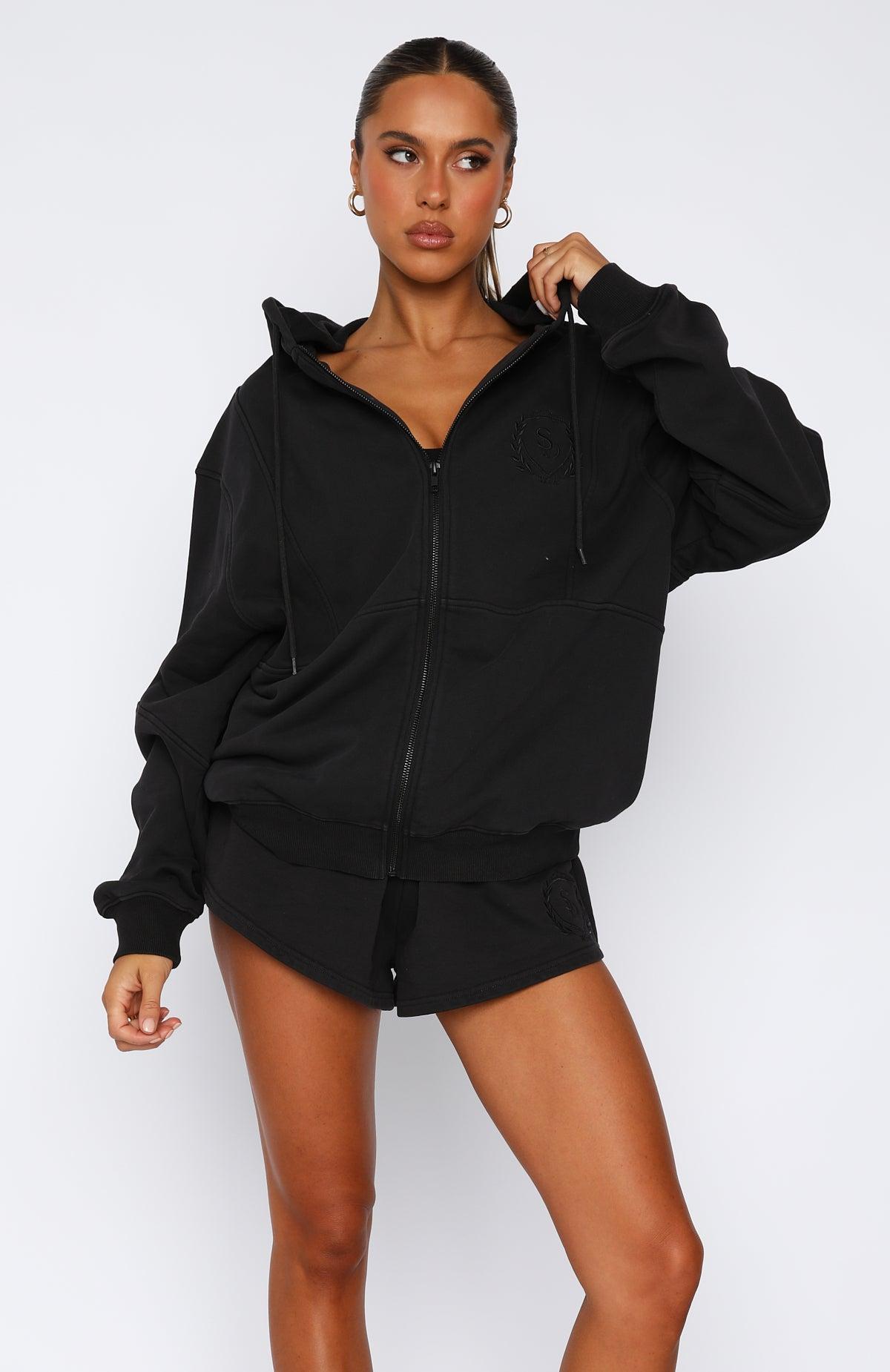 Cameron Zip Front Hoodie Vintage Black Product Image