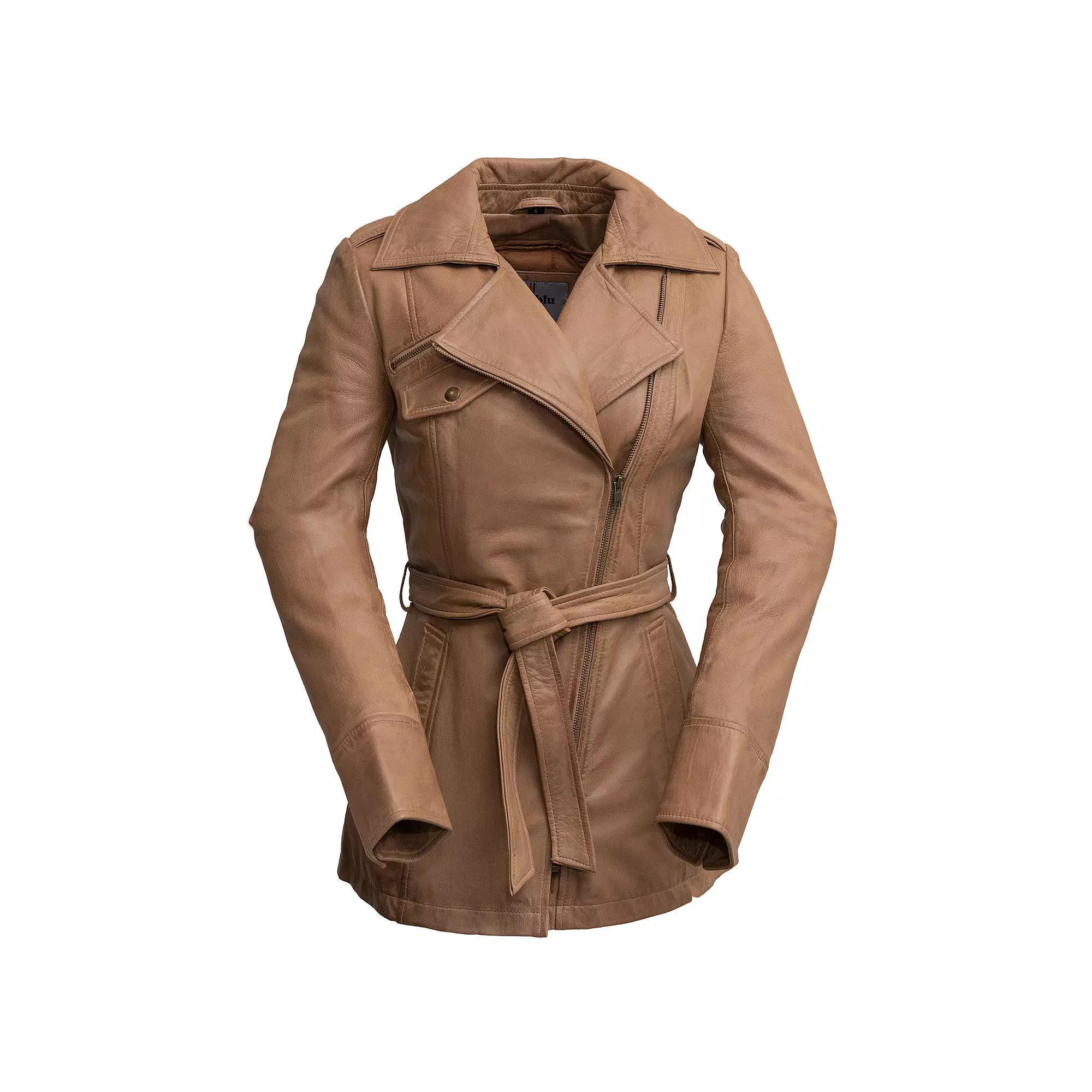 Women's Whet Blu Leather Trench Coat,  Product Image