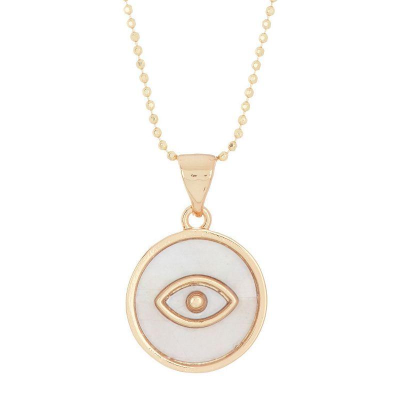 Adornia 14k Gold-Plated Mother-of-Pearl Evil Eye 18 Pendant Necklace Product Image